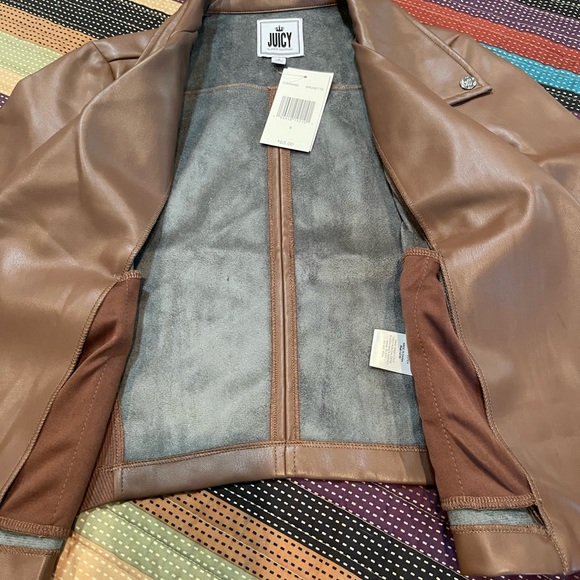 Brown faux leather jacket - Picture 3 of 7